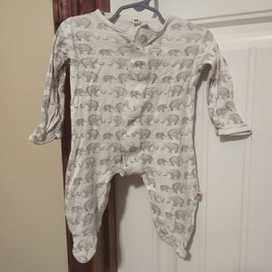 SOLD Magnetic Me White and Gray Elephant Print Footie